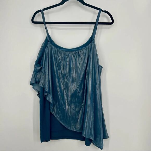 NWT Lane Bryant Metallic Layered Tank Top Asymmetrical Cami Plus Size 18 / 20 - Picture 3 of 5
